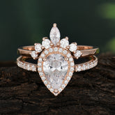 1.5 Carat Pear Shaped Moissanite Engagement Ring Classic Wedding Ring Set